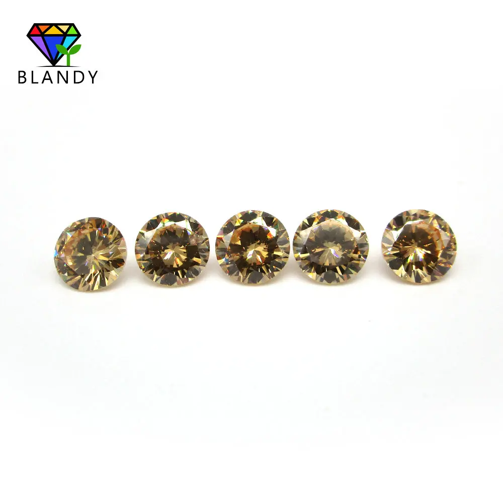 

1000pcs AAAAA Grade 0.8~3.0mm Champagne Cubic Zirconia Stone Round Cut Loose CZ Stone Synthetic Gems For Jewelry