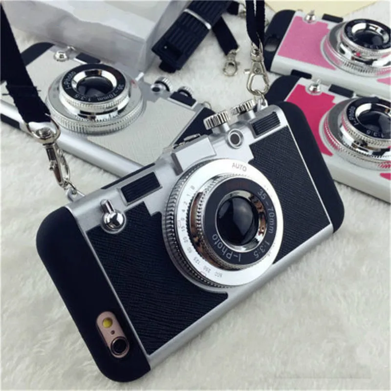 Luxo ретро 3D камера Estilo Padrao Rigido PC Prova Choque Caso Capa Protetora Telefone Para iphone X XS 5 5S SE 6 S Plus 7 8 |