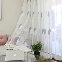 curtain window leaf curtain embroidery transmittance window curtain tulle curtains for bedroom living room rideaux