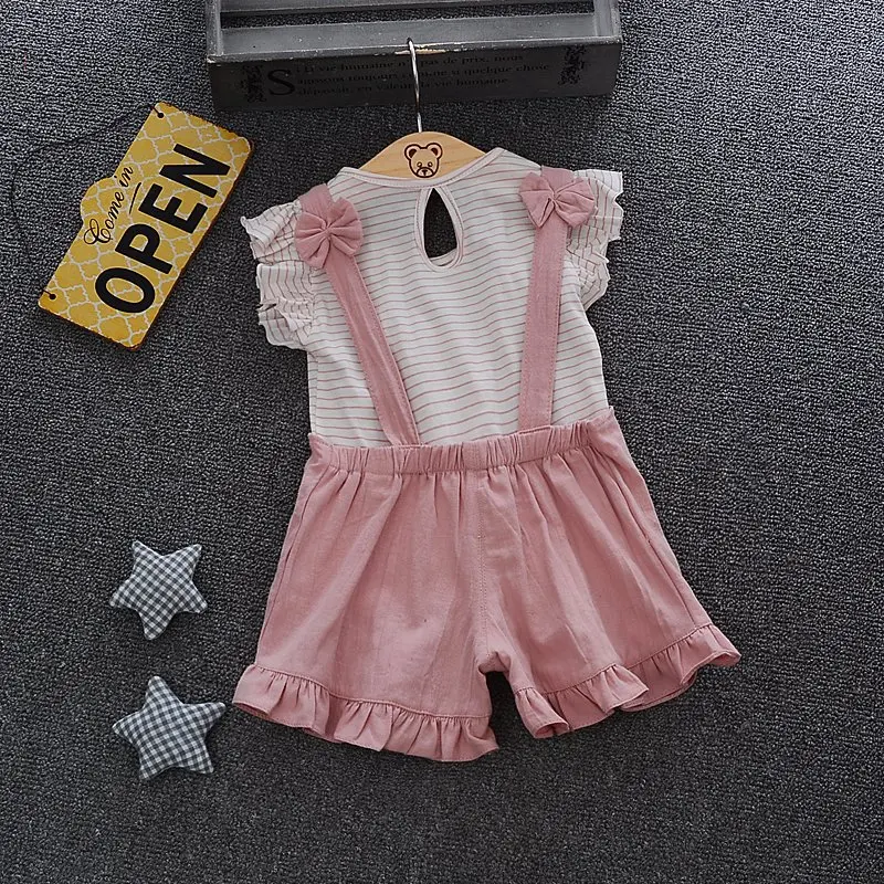 Летние Новорожденных Девочек Одежда футболка + Шорты/Брюки Набор Детей детская