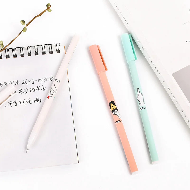 

3PCS Simple Finger Signal Draft Gel Pen Black Ink School Office Supply Student Stationery Signing Tool Kids Gift