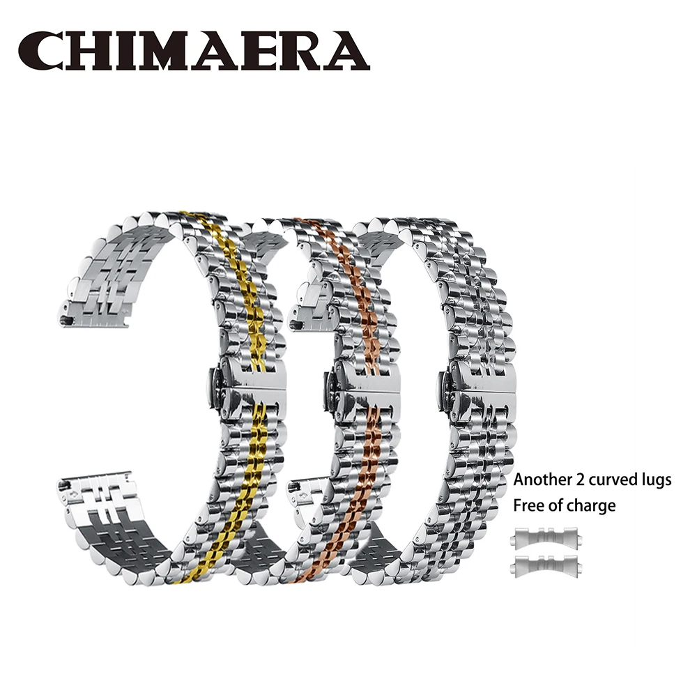 Ремешок для часов CHIMAERA 22 мм 20 18 серебристый/розовое золото/Золотой металлический