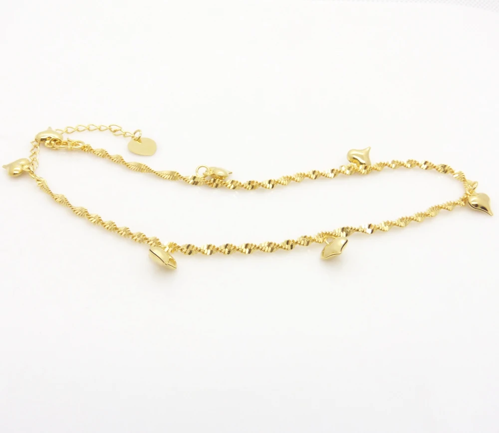 Браслет на ногу с сердцем и золотым наполнителем|link supply chain|chain link fence for salechain bracelet |