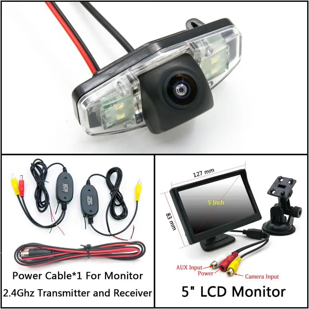 C Wireless 5inch LCD 175 градусов HD камера заднего вида для Honda Accord 2001 2002 2003 2004 2005 2006 2007 2008 2009 2010 монитор парковки автомобиля - Название цвета: C Wireless 5inch LCD