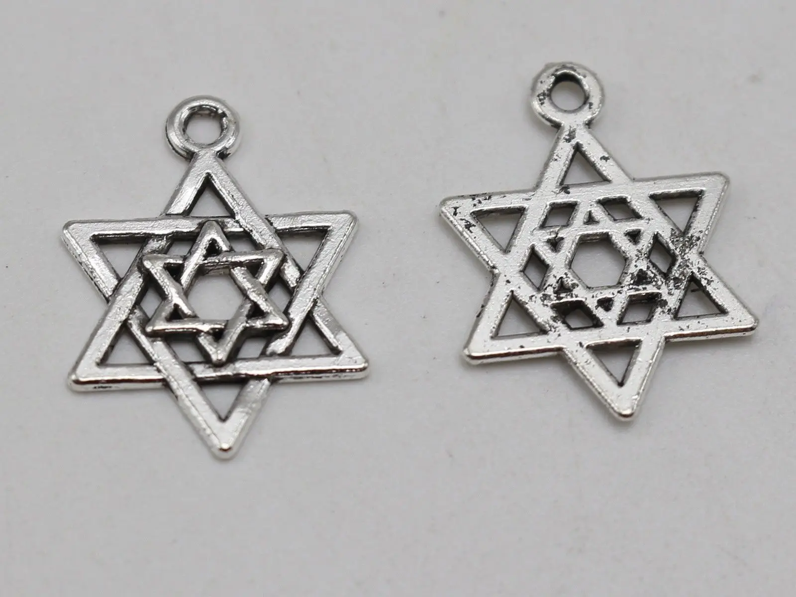 50 Tibet Silver Colour Tone Kabbalah Double &quotStar of David&quot Charm Pendant 16X22mm Craft | Украшения и аксессуары