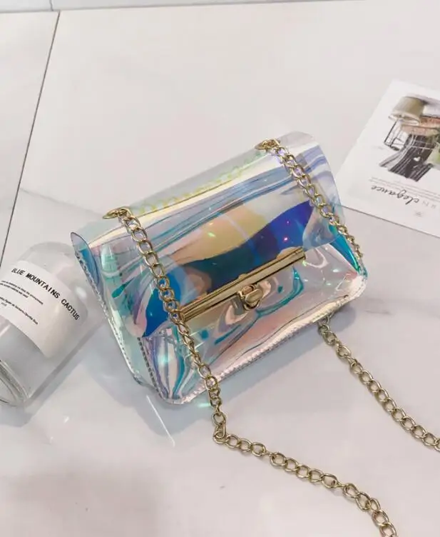 Модная женская сумка-мессенджер маленькая квадратная прозрачная из