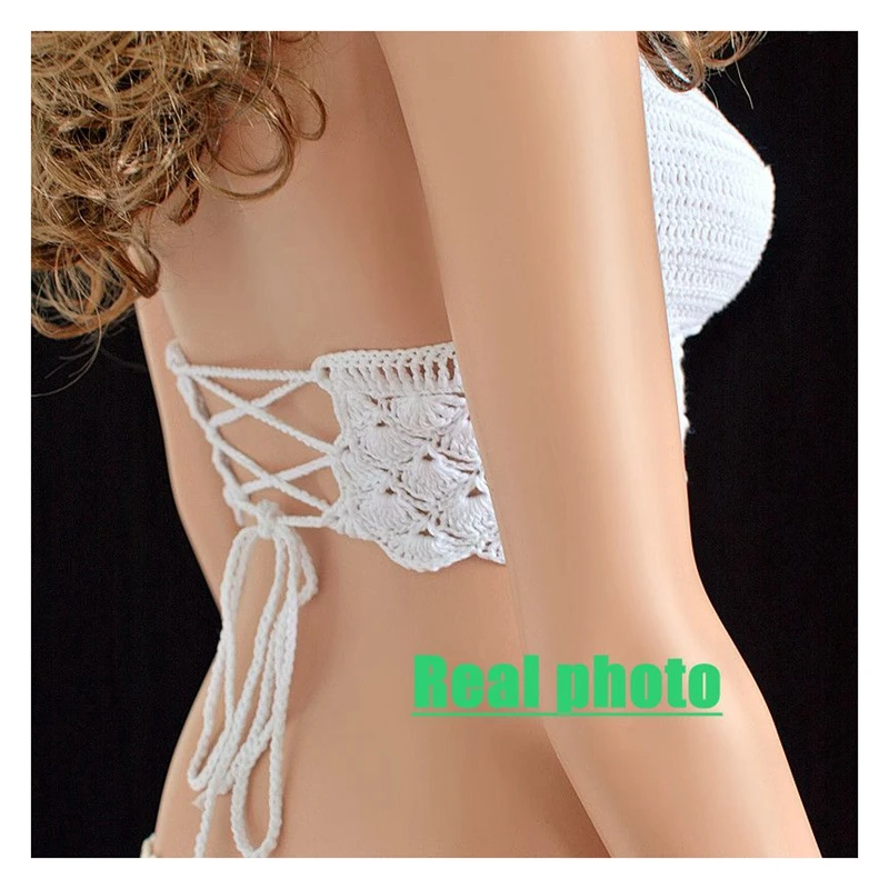 Handmade crochet bikini tops swimwear Summer halter crop beachwear | Спорт и развлечения