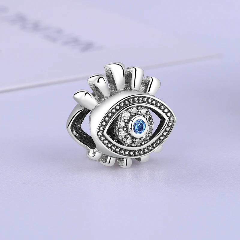 Authentic 925 Sterling Silver Bead Charm Blue Eye Charms Symbol Of Insight Fit Pandora Bracelets Women Diy Jewelry Making