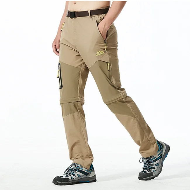 Khaki RAY GRACE брюки для улицы мужские водонепроницаемые съемные шорты быстросохнущие походные брюки для рыбалки мужские спортивные брюки - Цвет: Khaki