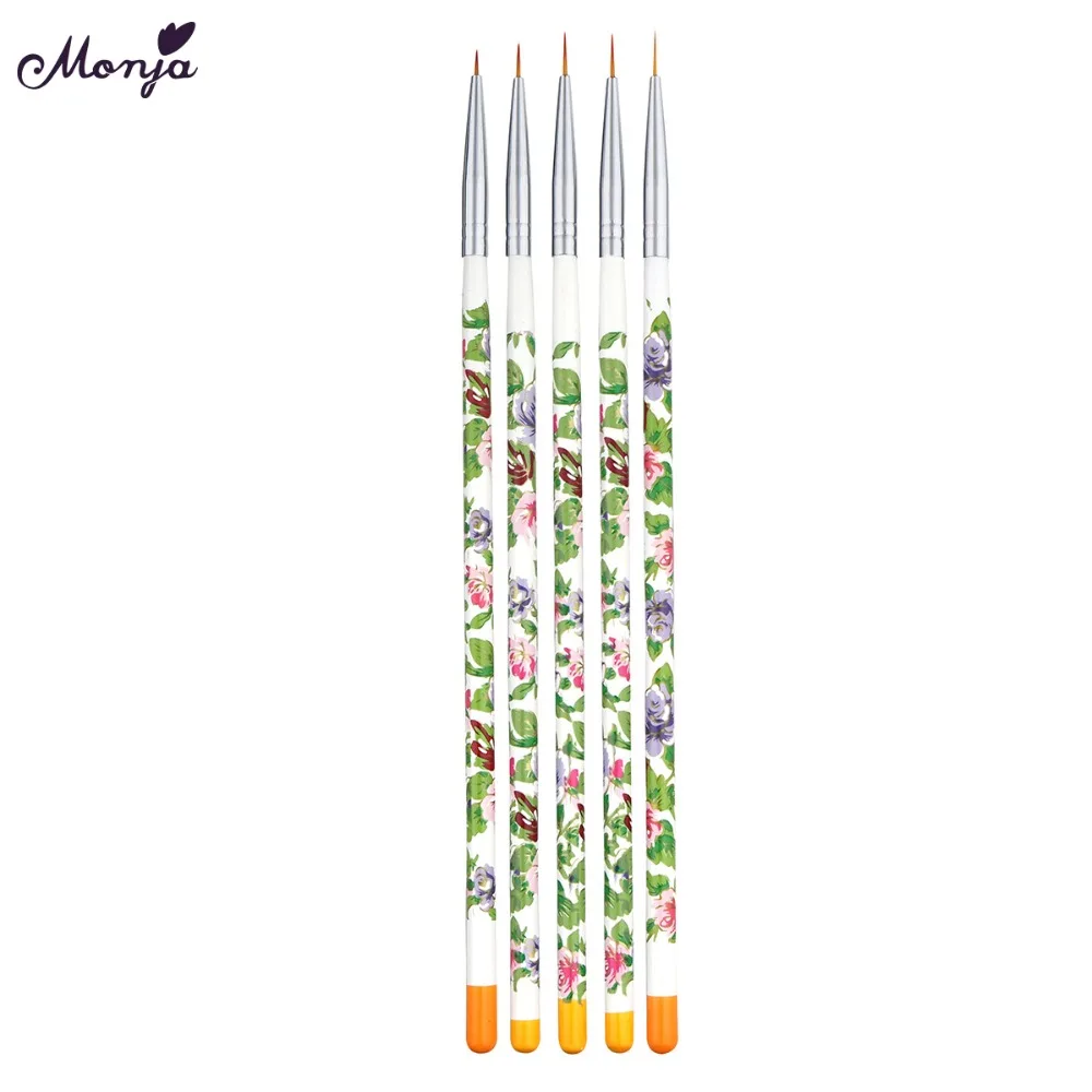 Monja 5 шт./компл. 5/7/9/9/14 м Nail Art французский лента в полоску линиями Liner Ручка кисти