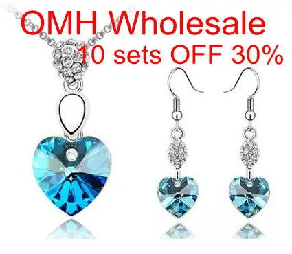 OMH оптовая продажа Сердце океана 18KT Белое золото Австрийские кристаллы модные