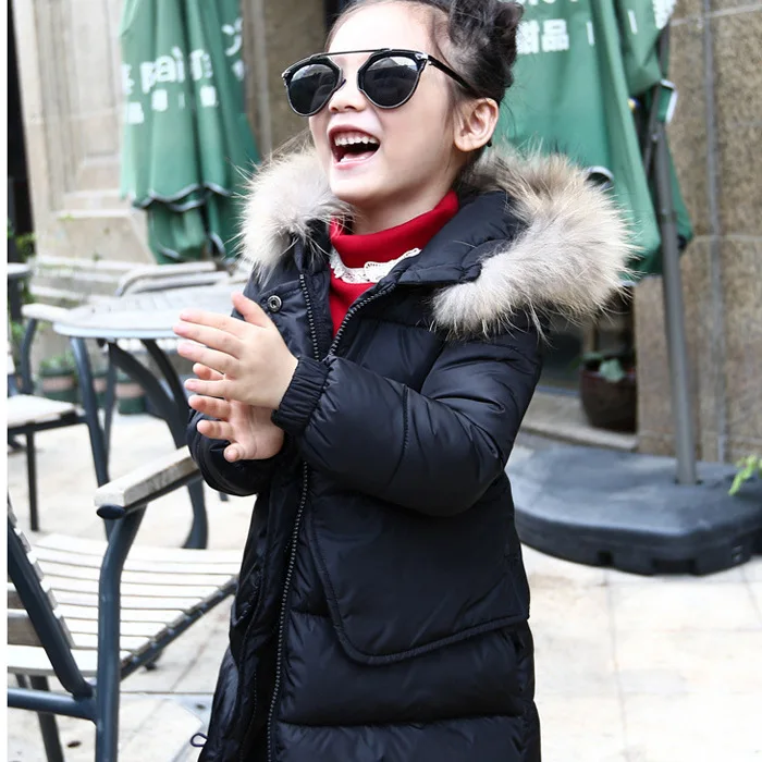 

Children's Wear New Winter 2017 Children with Thick Cotton-padded Jacket Cotton-padded Clothes Girls Long Coat