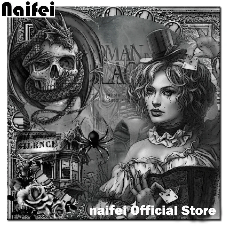 Готическая картина алмазная живопись женщина и дракон сделай сам ремесло полная