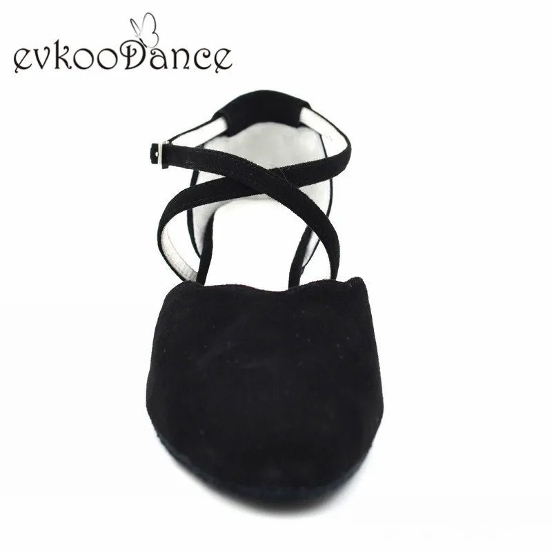 Бальные туфли американского размера 4-12 черные из нубука на низком каблуке 5 см