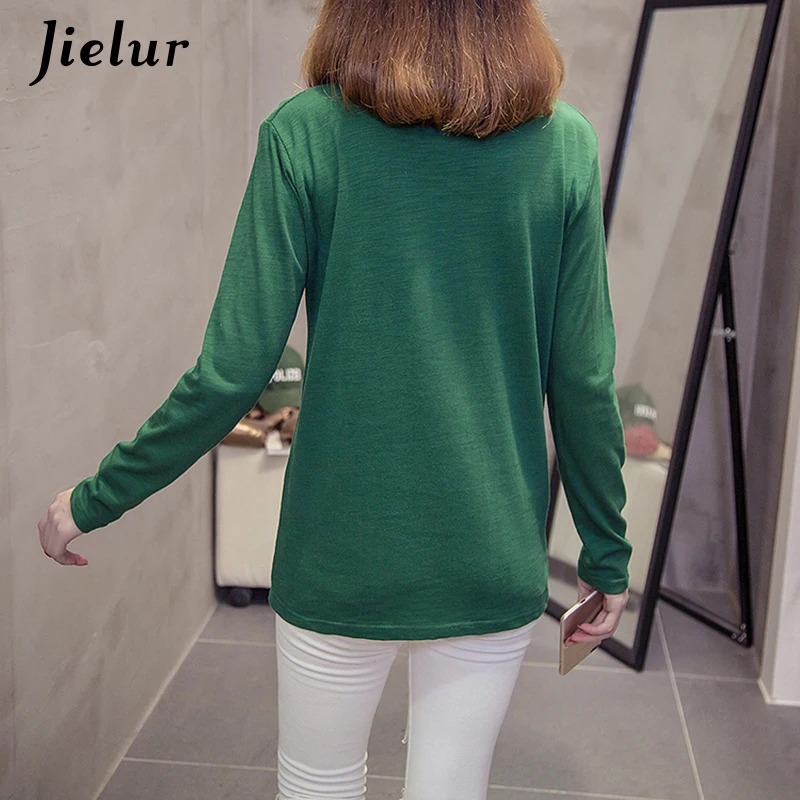Jielur 2019 Новые Креативные женские футболки с принтом Осенняя Хлопковая женская