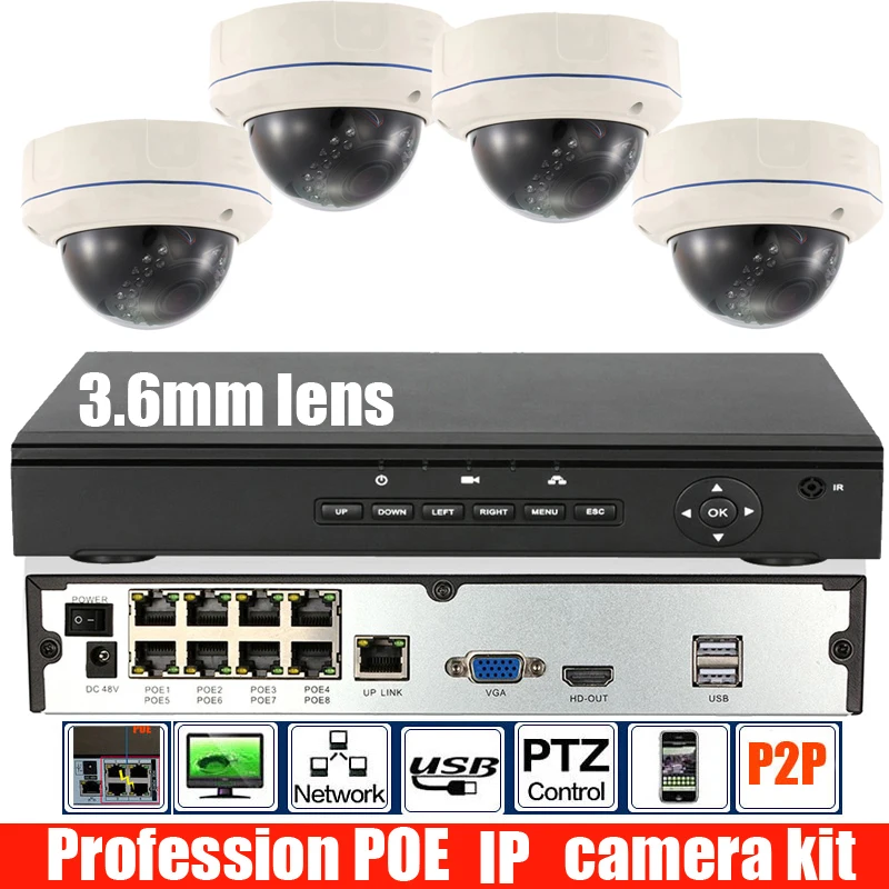 

Система видеонаблюдения H.265 POE NVR, 2 МП 4 МП, сетевая IP-камера POE, погодозащищенная Антивандальная система видеонаблюдения