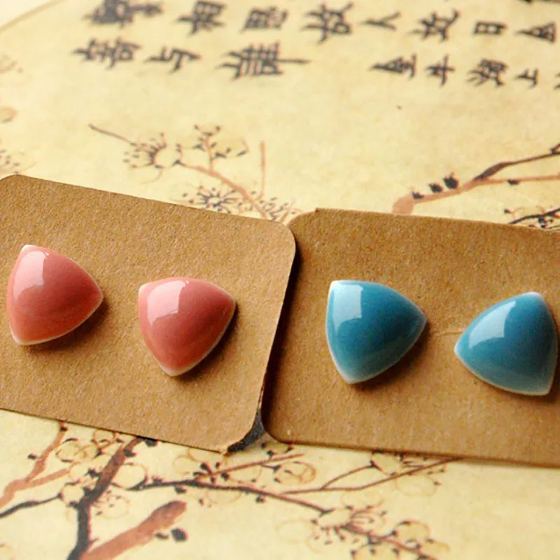 Керамические серьги треугольная серьга гвоздик для женщин и мужчин фарфор уха