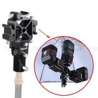 tri hot shoe mount speedlite bracket holder 2 umbrella hole for light stand camera tripod flash umbrella softbox diffuser new
