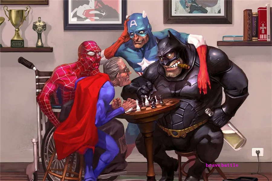 Супер герой DC Vs Marvels 1 панель украшение на стену живопись маслом плакат Холст