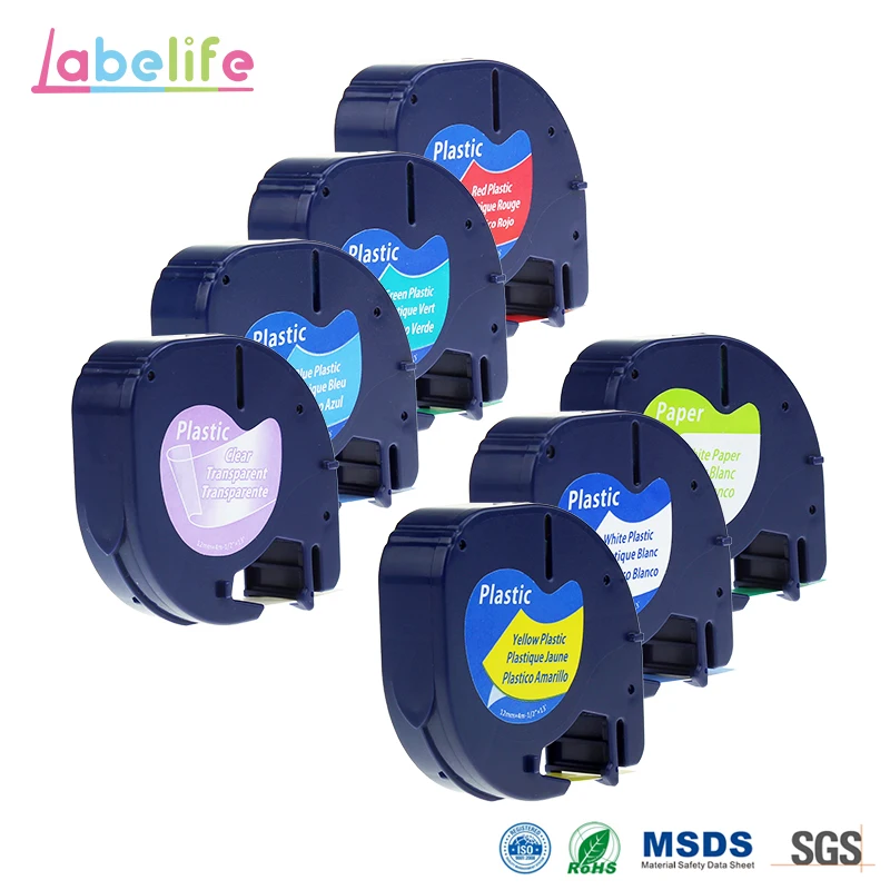 Labelife 7 упаковок комбо 12267 91200 91201 91202 91203 91204 91205 совместимый с dymo LetraTag 12 мм LT кассета