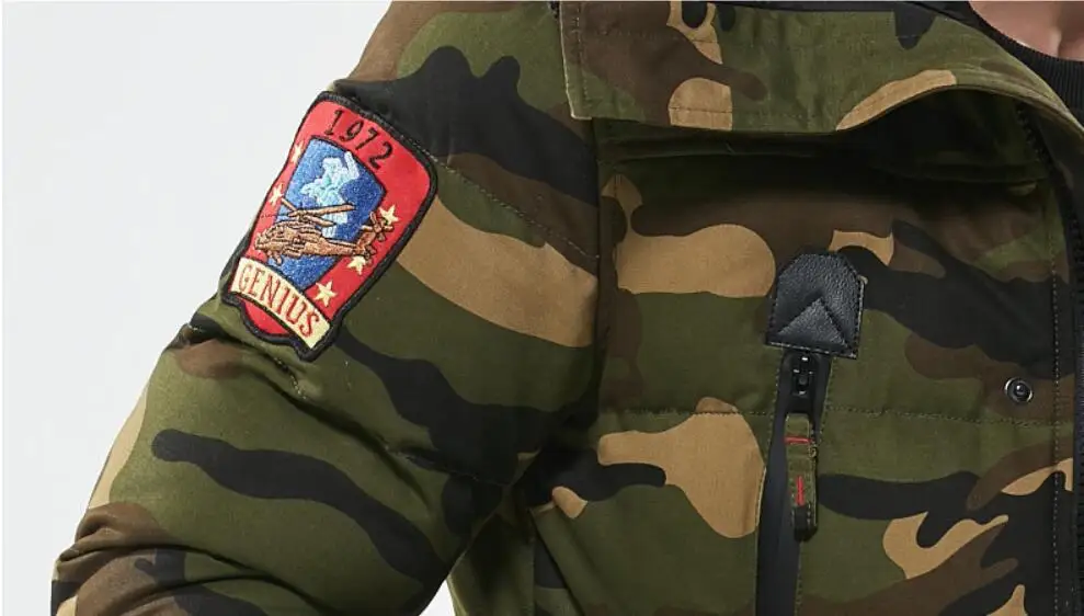 Мужские зимние куртки хлопковые парки повседневные военные камуфляжные Молодежные зимние теплые новые толстые пальто с хлопковой подкладкой длинная стильная куртка