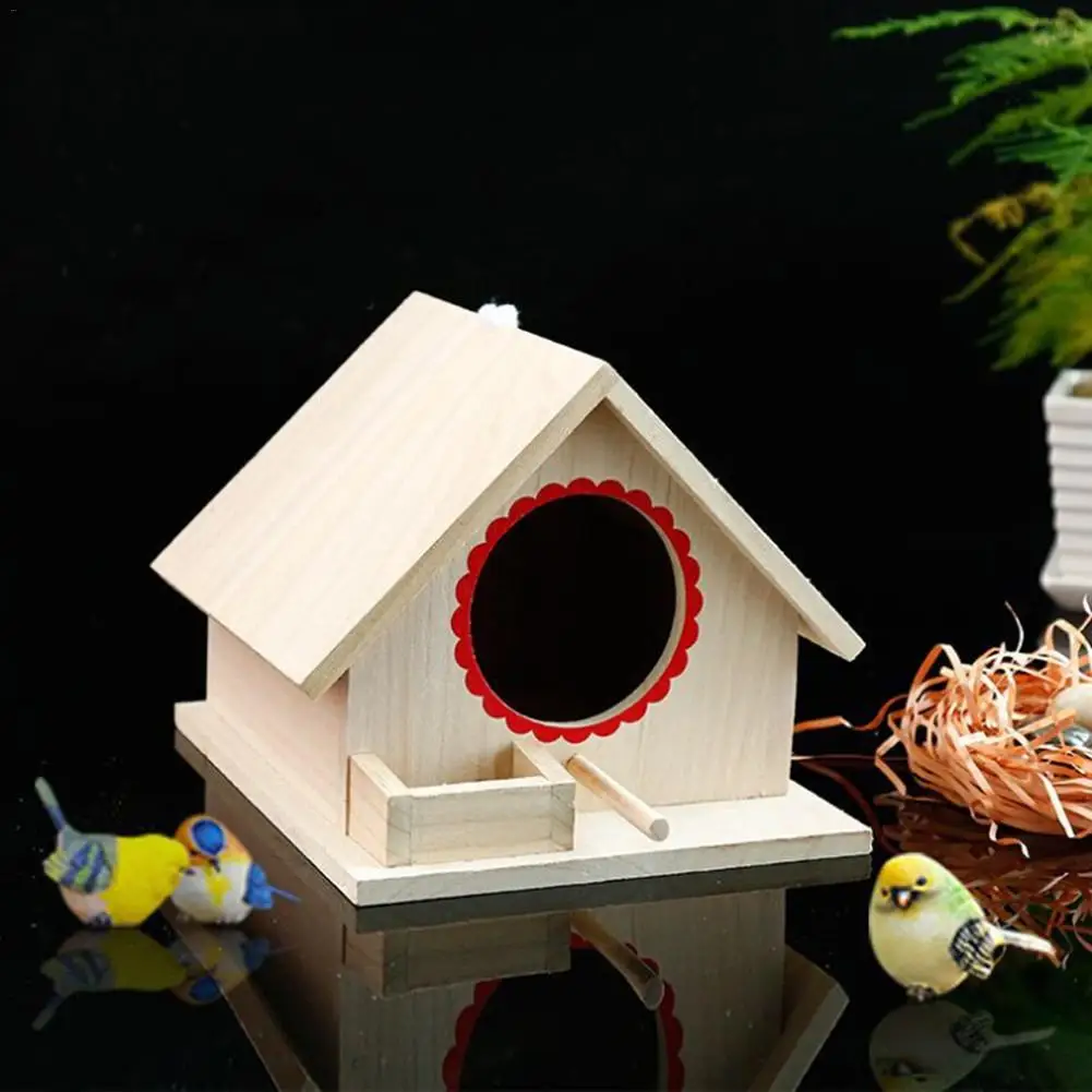Wood Birds Nest Box New DIY Small Outdoor Garden Parrot Cockatiels Swallows Nest Wooden Bird House images - 6