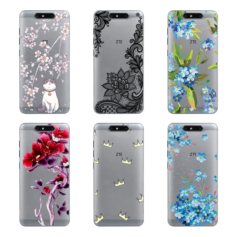 Мягкий чехол из ТПУ для Blade v8 lite/v8 mini с цветком ZTE nubia v18 z18 Axon 7 защитный телефона |