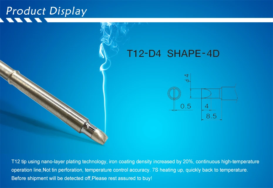 QUICKO T12-D4 форма серии D сварочные наконечники паяльные головки инструменты 70 Вт для FX9501/907 T12 ручка O светодиодный и светодиодный