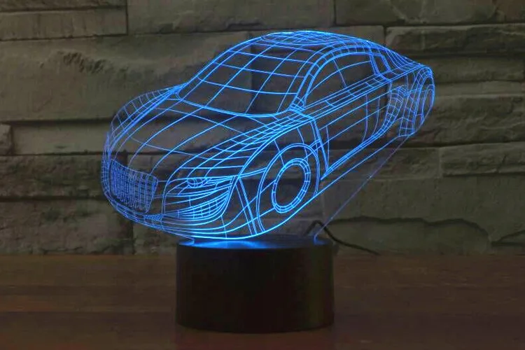 Светильник с сенсорным выключателем 3D лампы модель автомобиля 7 цветов ночник RGB Освещение для дома Украшения в спальню стол Lampara де меса