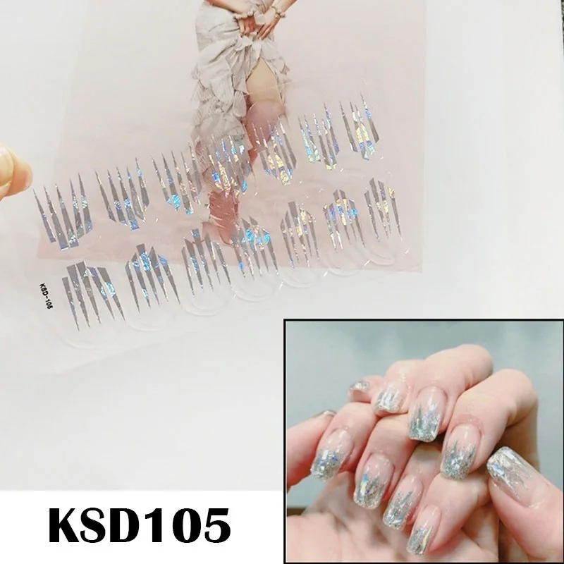 KSD105 Леди KINDOM DIY стикеры 3D на ногти Nail Art Лазерная целлофановая блестки накладные ногти водонепроницаемый дизайн ногтей экологическая фольга для обертывания ногтей - Цвет: KSD105