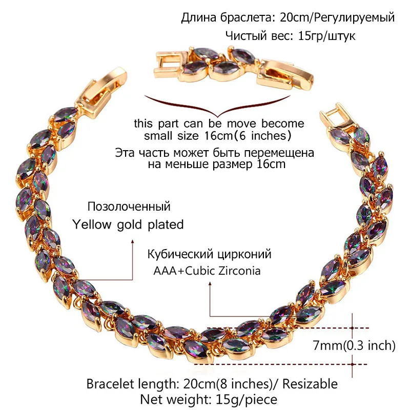 U7 Камни Циркон Браслеты Позолоченный Браслет с Фианитами Ювелирные Изделия Для