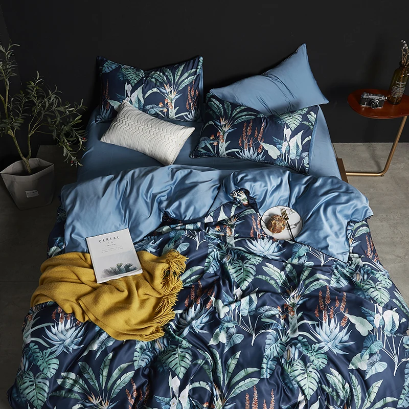 Тропический тропический лес цветы Шелковый Атлас 4 шт королева/король размер