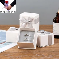 omhxfc wholesale fashion ribbon bowknot white paper elegant fine pendant necklace ring jewelry gift packing box bag gb01