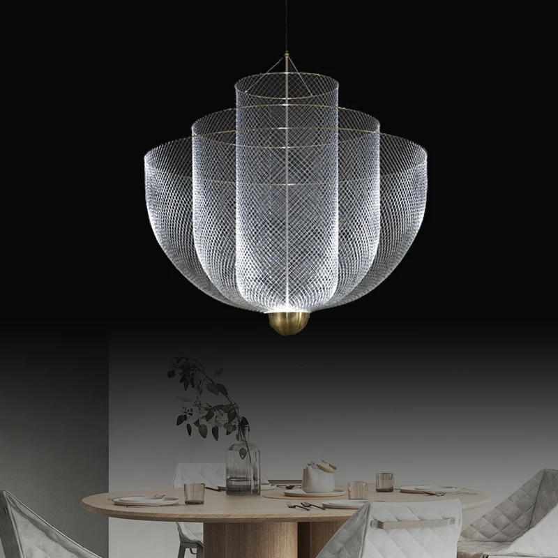 Italian metal chandelier personality living room restaurant postmodern light luxury simple designer grid villa | Освещение