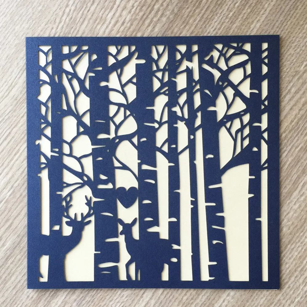 20pcs Laser Cut Forest Pattern design Wedding Party Birthday decoration Invitation Best wishes Blessing Paper card theme | Дом и сад