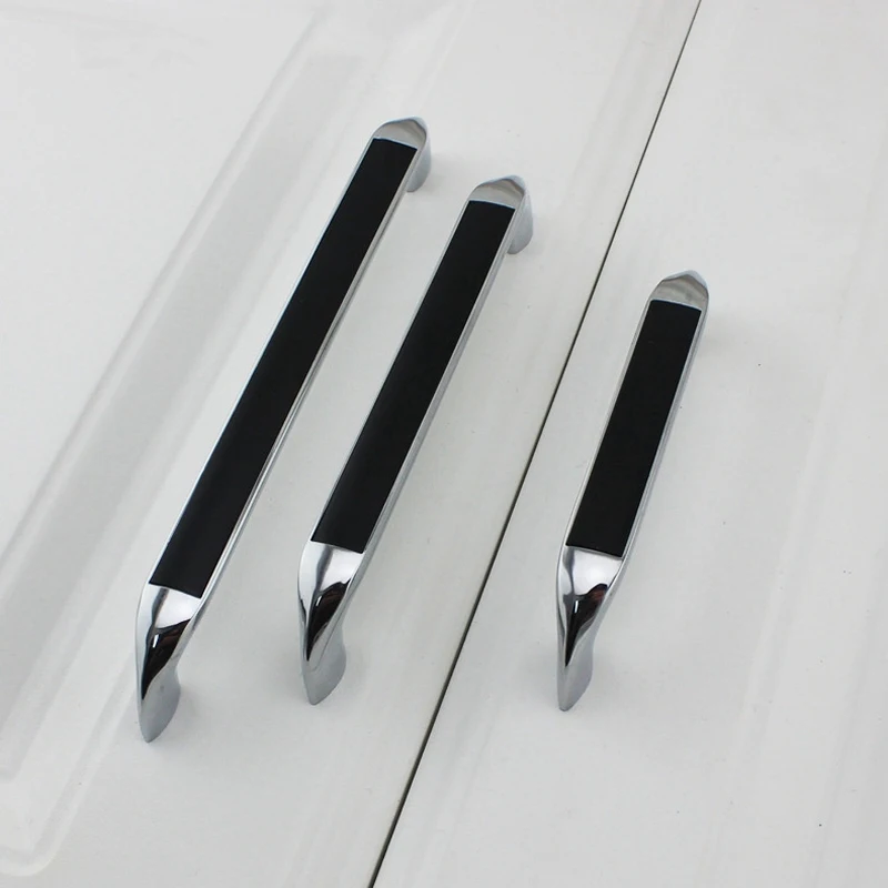 Современная простая дверная ручка для шкафа черная Хромированная вытягивания