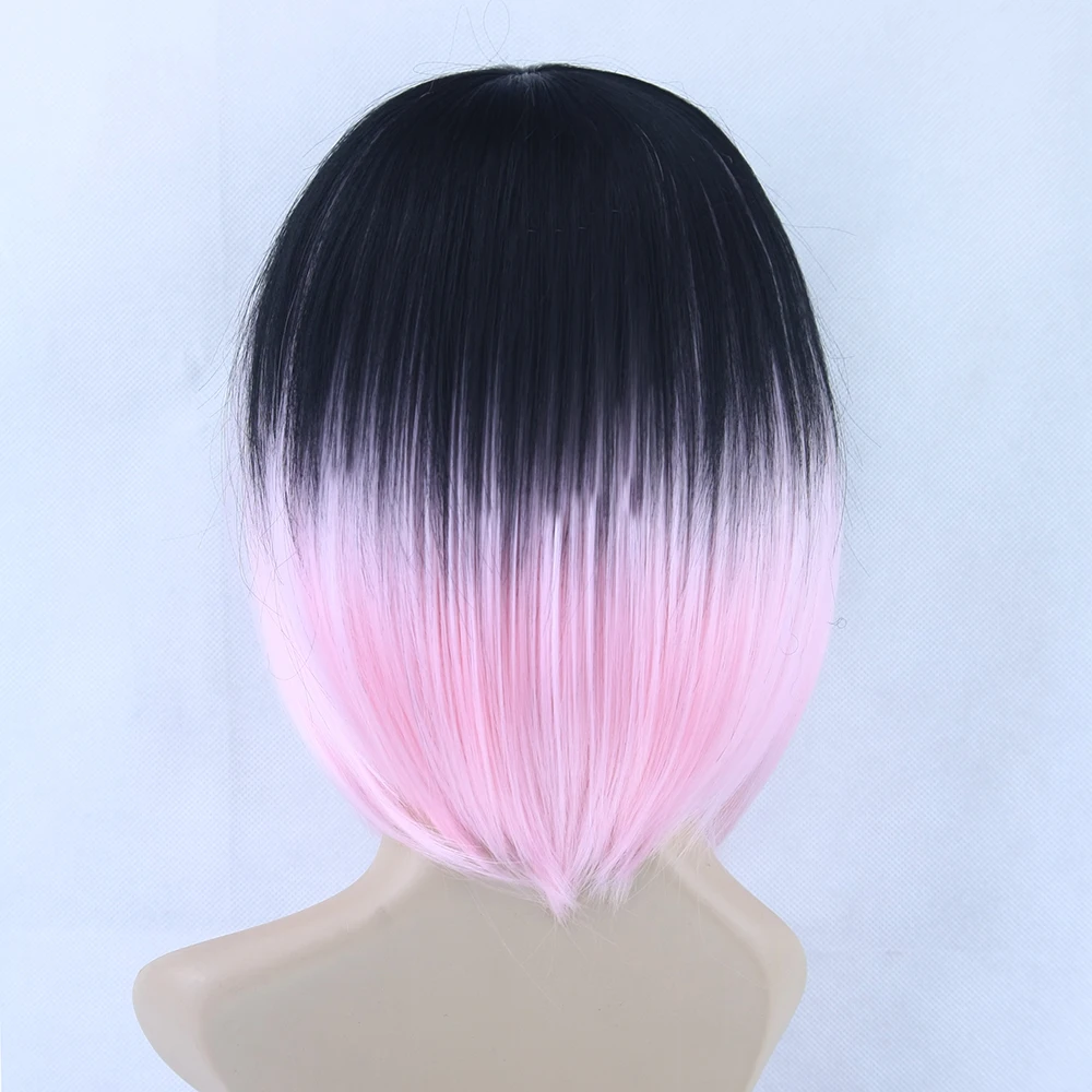 Soowee черный до розовый косплей парик прямые бобо парики короткие женские
