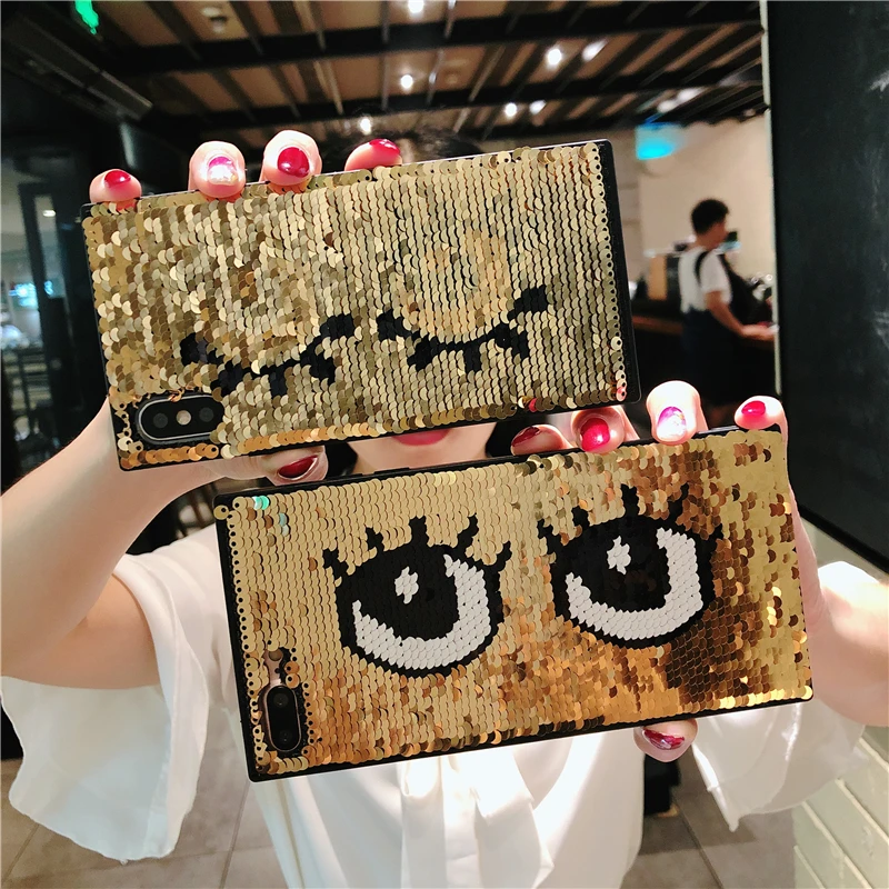 Eye Роскошный мигающий блестящий чехол для телефона iPhone X, 7, 8, 6s Plus, магический меняющийся узор, цветные игрушки, чехол для iPhone 10, XR, XS, Max - Цвет: Eye