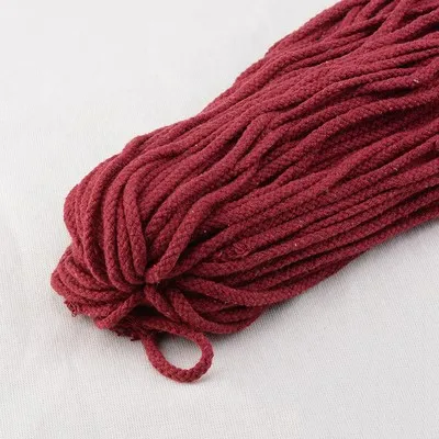 BURGUNDY Новинка, экологически чистый хлопок, 7 мм Шнур, высокая прочность, витая веревка, нить, сделай сам, ремесло, тканая веревка, домашний текстиль, ремесло, домашний декор - Цвет: BURGUNDY