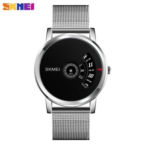 Silver Black-Mesh SKMEI простые кварцевые мужские часы брендовые Роскошные модные часы из нержавеющей стали водонепроницаемые спортивные наручные часы Мужские часы - Цвет: Silver Black-Mesh