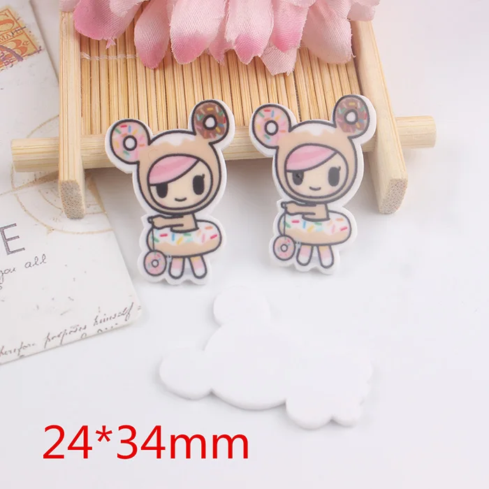 Kawaii Мультфильм Tokidoki фигурка маленькая Две звезды ремесло плоской задней смолы лук Diy украшения для волос HSZ07 - Цвет: 1