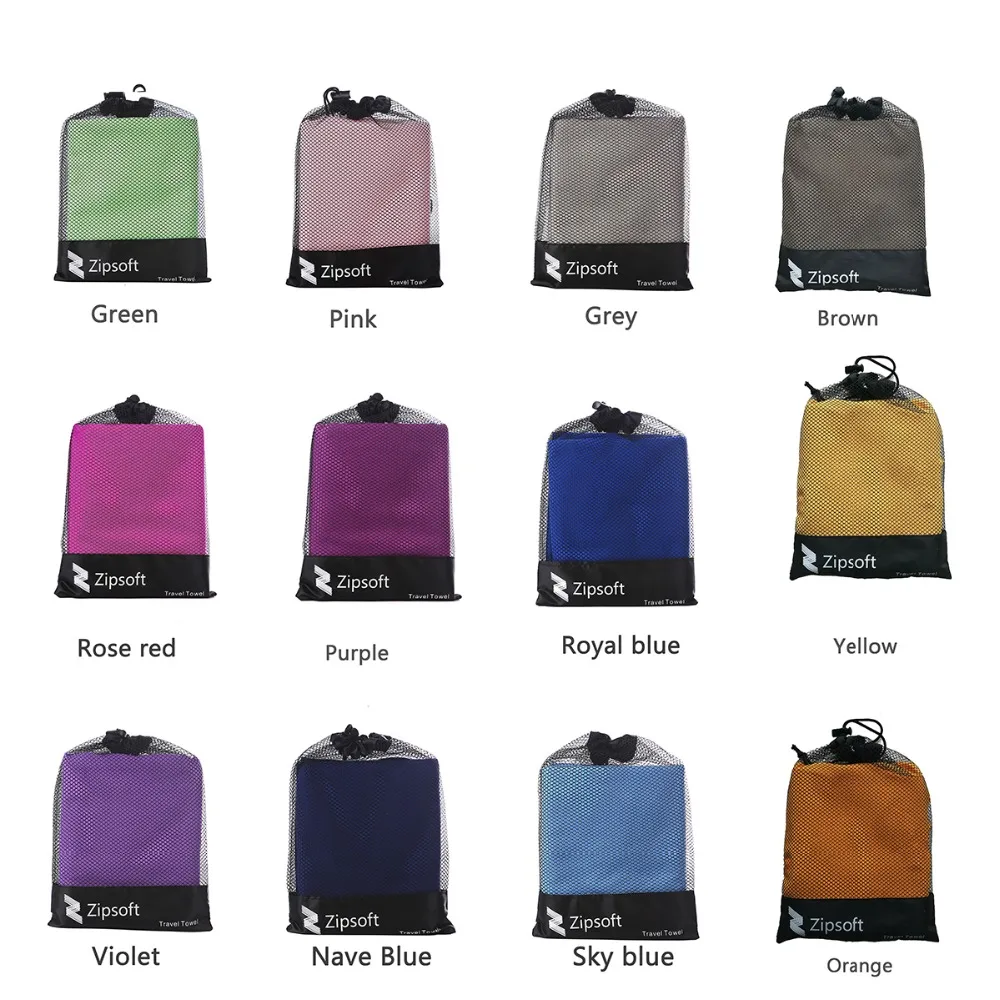 Брендовое пляжное полотенце Zipsoft из микрофибры быстросохнущее для путешествий