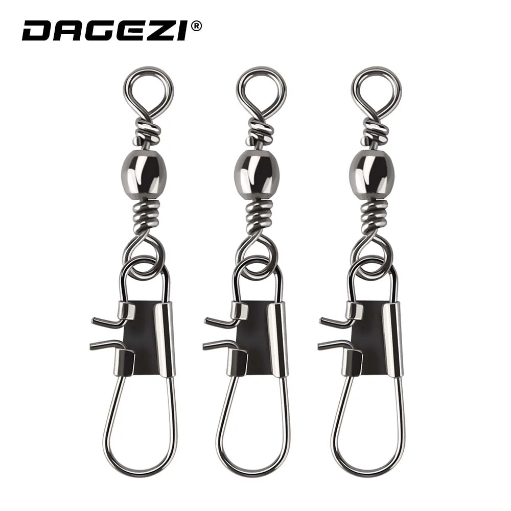 DAGEZI 100 шт./лот Вертлюги Блокировка защелка #6/#8/#10/#12/#14 рыболовный соединитель