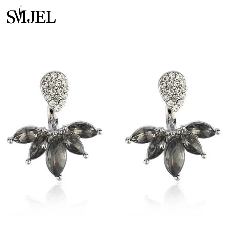 SMJEL Новые кристальные серьги с цветком, прокол ушной манжеты, ювелирные изделия для свадебной моды для девочек, кубический циркониевый водяной капельный серьги для заколок, женщины.