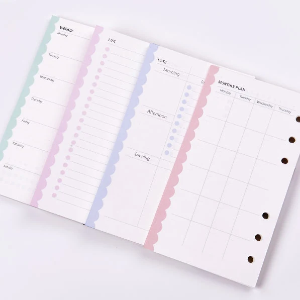 Оригинальный спиральный блокнот с 6 отверстиями внутренний бумажный core милый