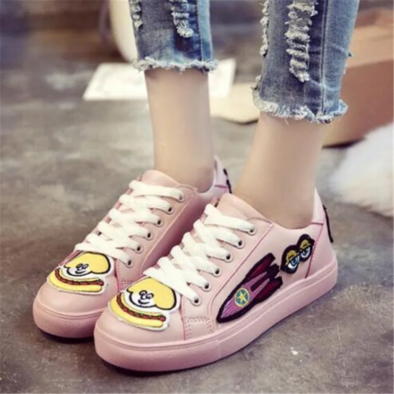 2017 Новых Осенью Корейский Стиль Женская Дамы Моды Случайные Шнуровкой Кроссовки