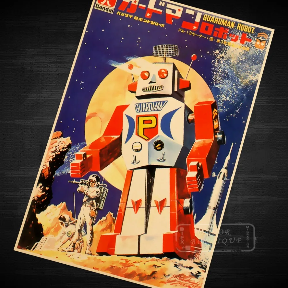 Sci-fi лунное исследование робот классический винтаж ретро крафт-плакат