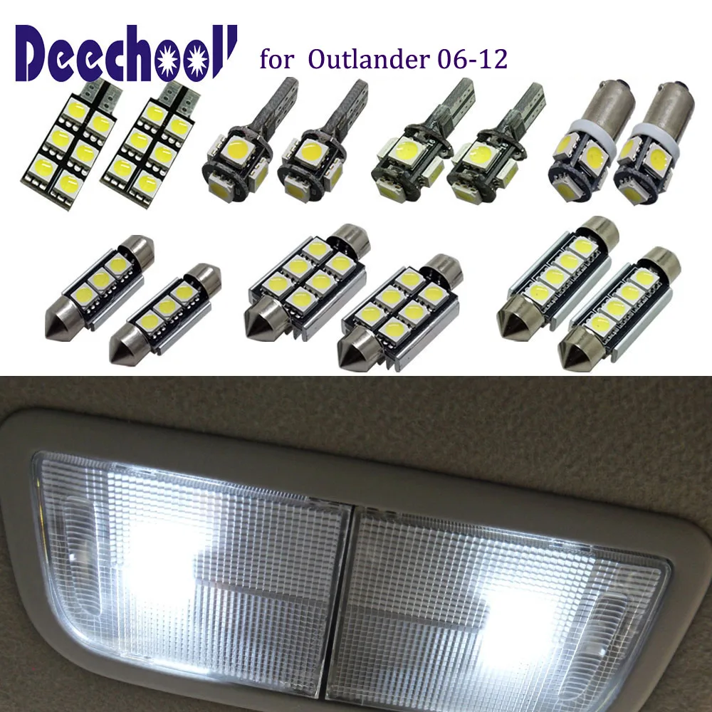 Автомобильные светодиодные лампы deechooll 13 шт. для Mitsubishi Outlander 2006 2012 белые