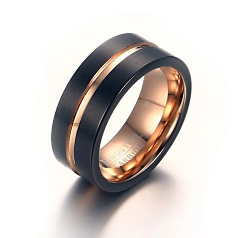 

Quality Steel Tungsten Carbide Ring for Men Two Colors Rose Gold and Black Ring