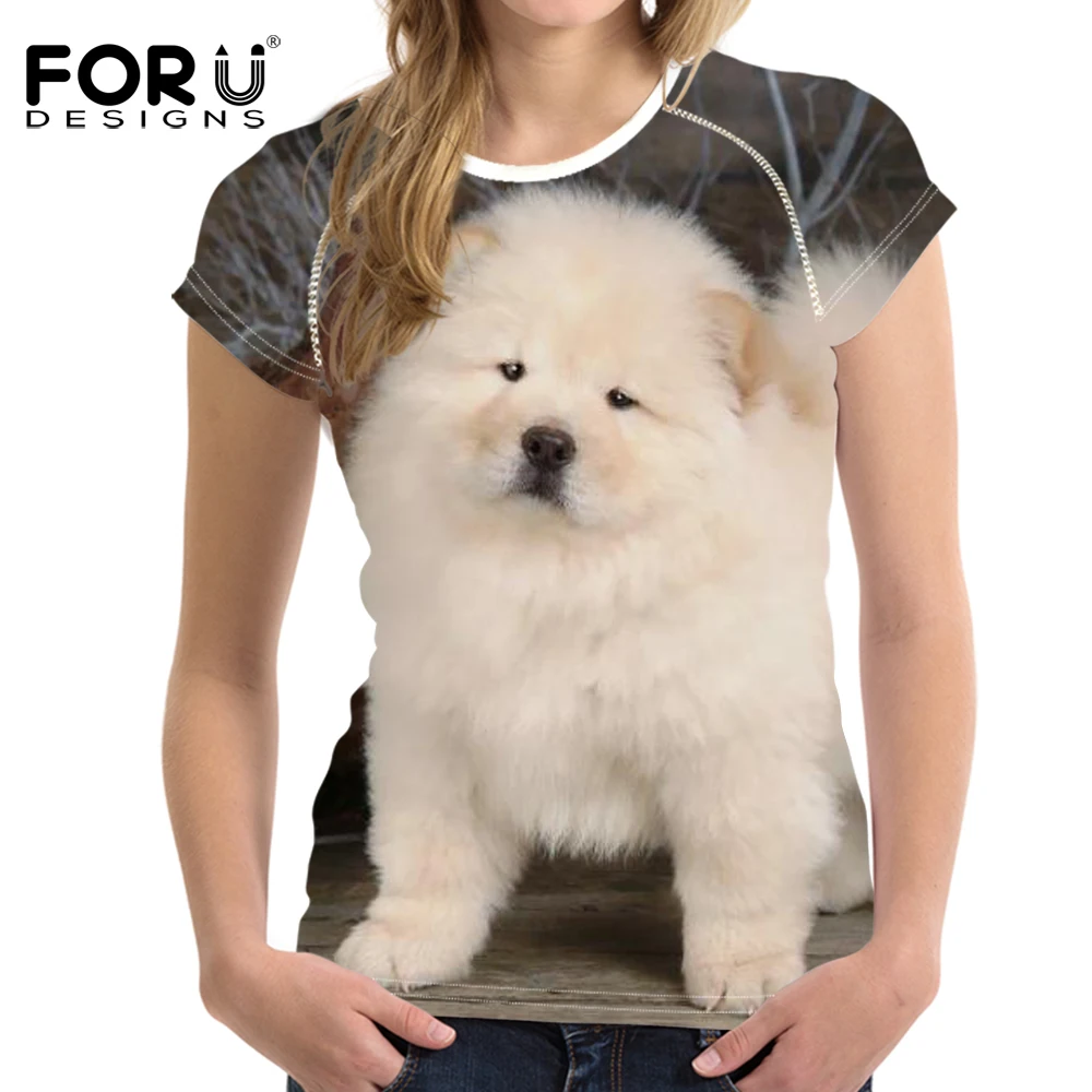 FORUDESIGNS/Kawaii 3D футболка с рисунком собаки женская брендовая дизайнерская летняя